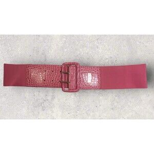 NWT Jessica Simpson Pink Croc Stretch Belt L/XL Wide 3” Silver Double Prong Y2K